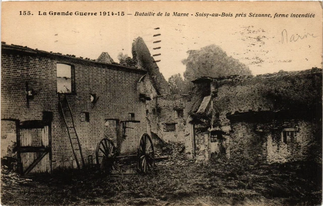 CPA Battle of the MARNE SEISY in the Wood Pres SEZANNE Burning Farm (346554)