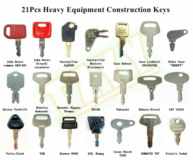 21Heavy Equipment Ignition Key For JD Caterpillar KOBELCO KUBOTA KOMATSU