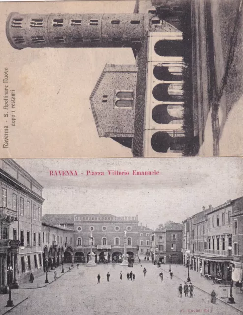 C18666-Ravenna, 2 Cartoline:piazza Vittorio Emanuele E S.appollinare Nuovo, 1926