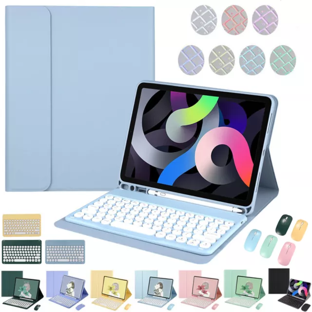 Bluetooth Keyboard Mouse PU Case Cover For iPad mini 1 2 3 4 5 6th gen 2021 8.3"