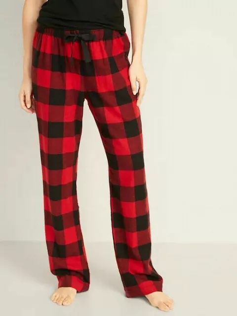 NWT Old Navy Patterned Flannel Sleep Pants Pajamas Red Buffalo Plaid Women