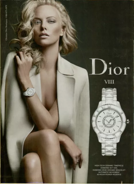 2011 Christian Dior VIII Ceramic Diamond Head Bracelet Watch Vintage Print Ad