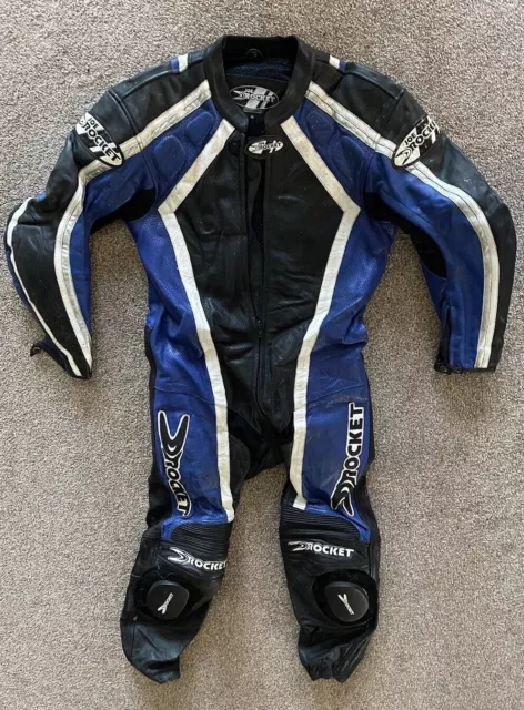 Joe Rocket Blue White Black One piece leather Motorcycle On Track suit 40.