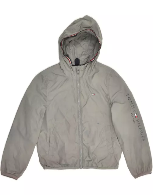 TOMMY HILFIGER Boys Hooded Bomber Jacket 5-6 Years Grey Polyamide AO85