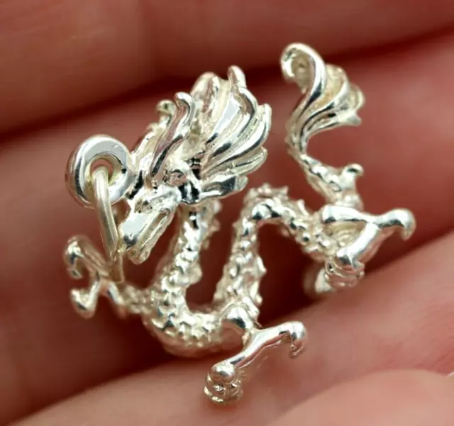 Genuine Sterling Silver 925 Large Chinese Dragon Charm / Pendant *Free Post Oz