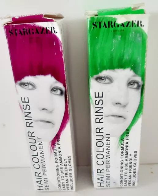 2x Stargazer Semi Permanent Hair Colour Dye Magneta Pink & Uv Green New