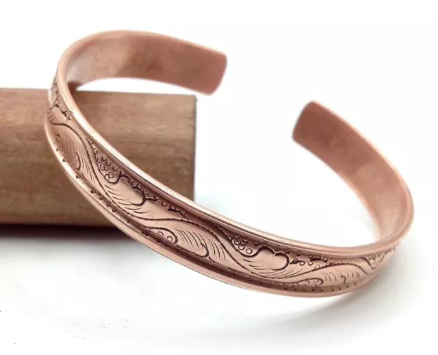 100% Pure Copper Hand Carved Tibetan Healing Bracelet. Unisex, Hand Made. USA