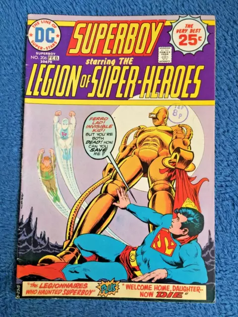 Free P&P; Superboy & The Legion of Super-Heroes #206, Feb 1975 (JC)