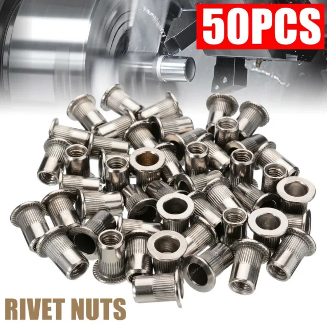 50pcs Rivet nut M6 Insert Cap Nuts Threaded Fastener Car Stainless steel