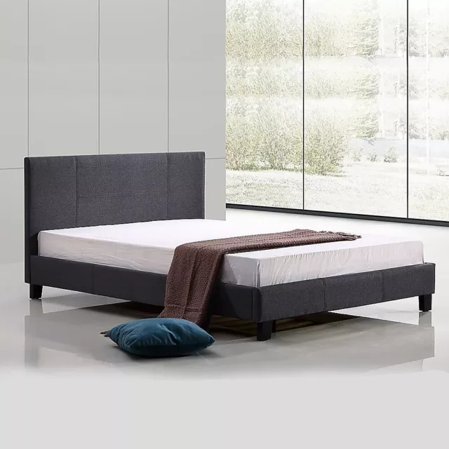 Queen Linen Fabric Bed Frame - Grey