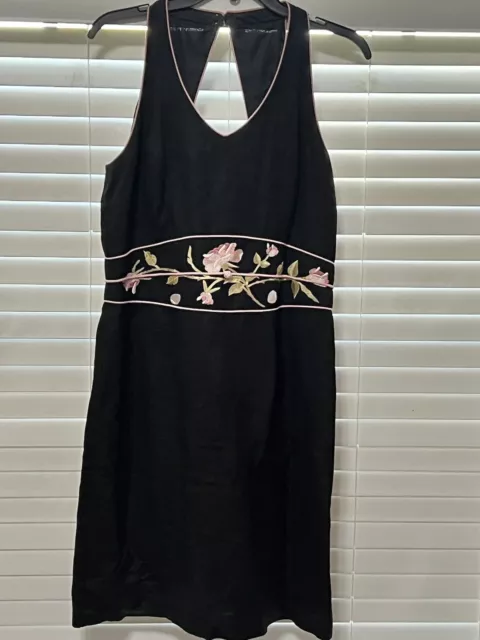 Jessica Howard Black Pink Embroidered Floral Sleeveless Sheath Tank Dress 10P