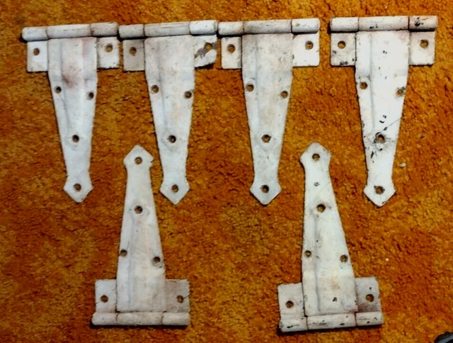 Vintage 6 Iron Flush Mount Strap Hinges Heavy Duty Country House/Barn