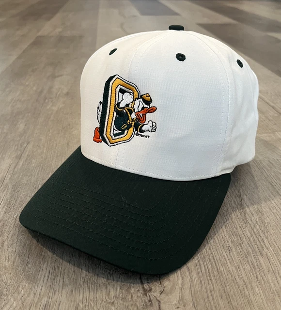 Vintage Oregon Ducks Donald Duck Disney White/Green Hat Snapback - Adjustable