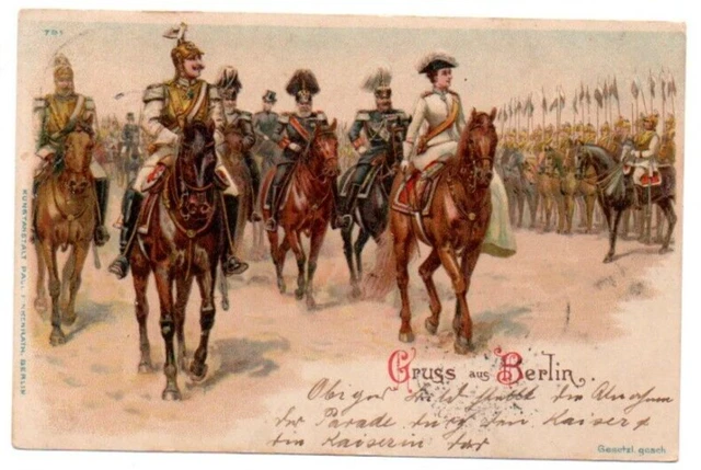 Frühe Post Deutsche Militärpostkarte Kaiser Chromo-Litho Gruss Aus Berlin 1899