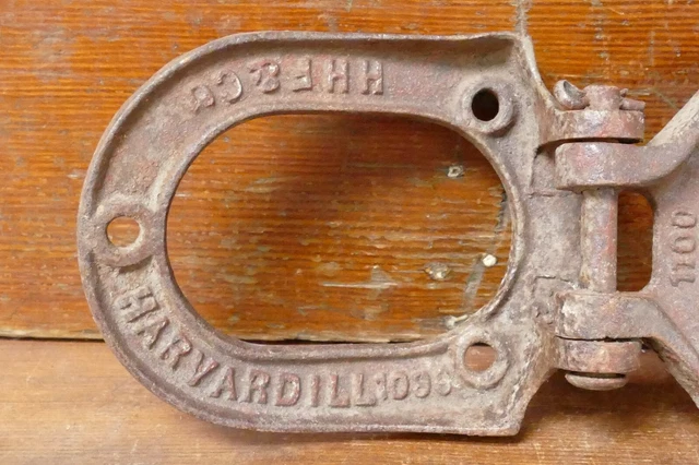 Vintage Antique HHF & Co Harvard IL Cast Iron Horseshoe Style Barn Door Hinges 9