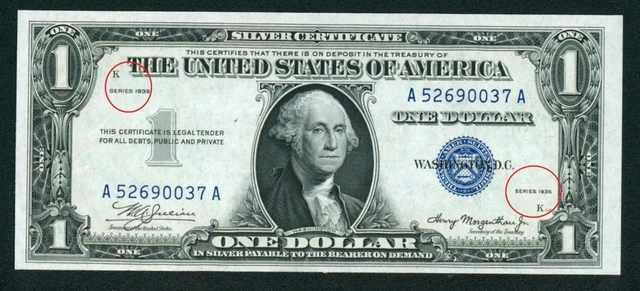 Fr.#1607 $1 1935 (AU) ((DOUBLE DATED)) Silver Certificate (2nd of 3 consecutive)