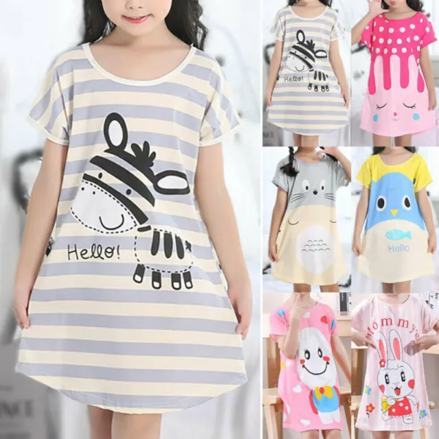 Girls Kids' Nightie Pjs Nightdress Cartoon Print Pyjamas Comfort Sleepwear Dress