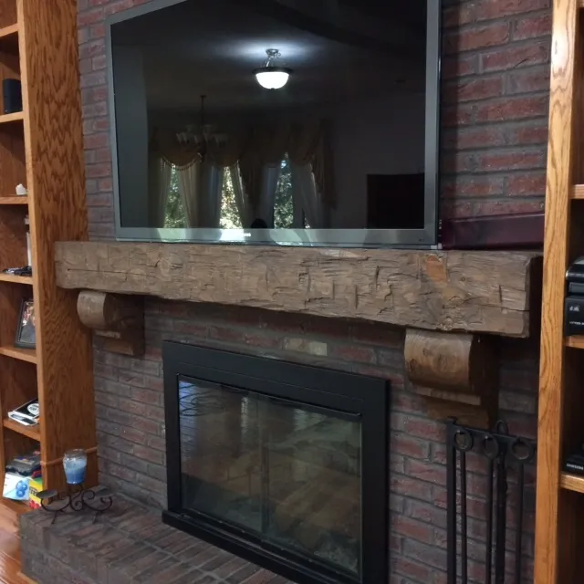 New Pine  6 by 8 by 54" Hand Hewn Rustic Barn Beam Style Fireplace Mantel Solid