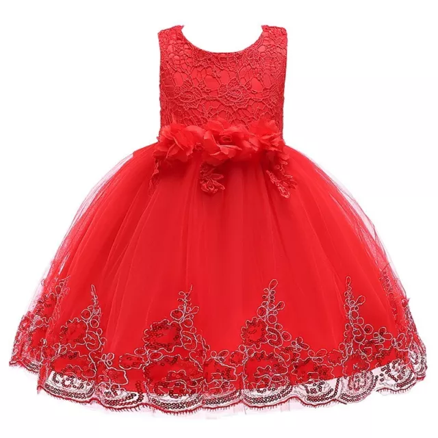 ❤️ Baby Girl Pageant Lace Dress Toddler Party Bowknot Gown Dress With Headwear 3