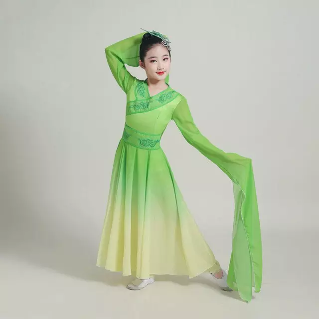 Women Chinese Opera Dance Dress Clothes Long Water Sleeve Shrug Wave Ethnic 3