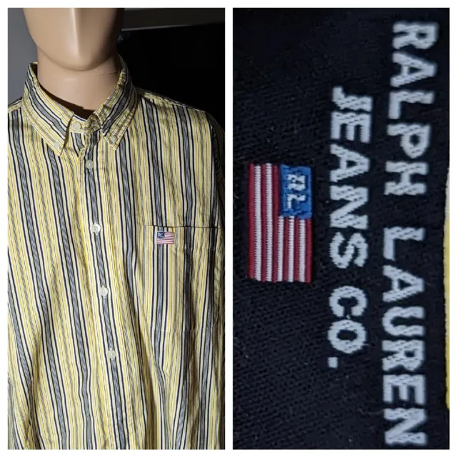Vintage Ralph Lauren Button Down Shirt Men's L Stripped Ralph Lauren Jeans Co.