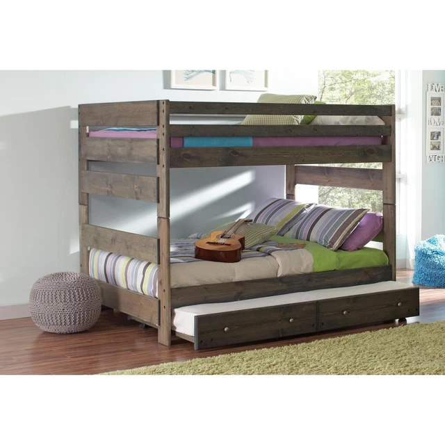 Coaster Wrangle Hill Full Over Full Bunk Bed with Built-in Ladder Gun Smoke