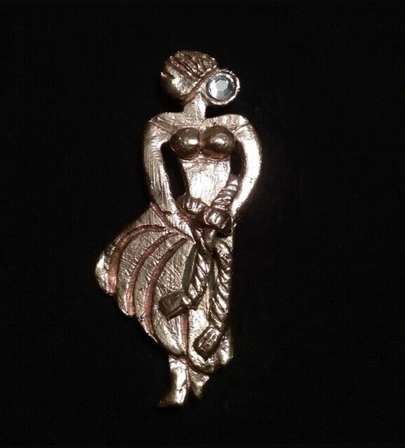 Splendide et ancienne broche en bronze doré, onyx vert, XIXe siècle