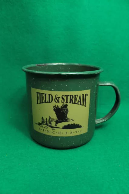 Vintage Field and Stream Enamel Oversized Coffee Mug Camping for Decor