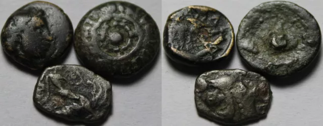 Lot of 9 Rare Genuine Ancient Greek bronze coins Maroneia, Abdera, Apollo, Horse