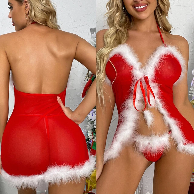 SEXY CHRISTMAS SANTA Helper Ms.Claus Red Velvet Top & Pants Retro Costume  S/M $14.99 - PicClick
