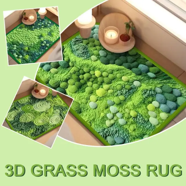 3D Grass Moss Rug Floor Mats Non -slip Thick Washable Home Decal` P0L0