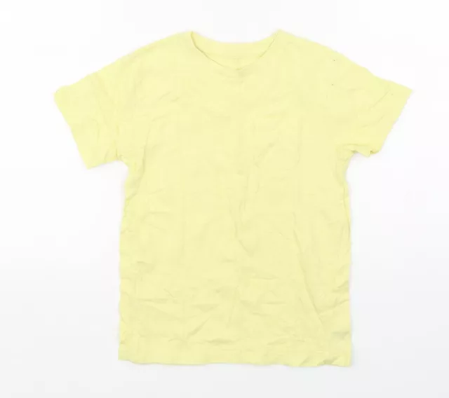 Dunnes Stores Jungen gelb Baumwolle Basic T-Shirt Größe 6-7 Jahre Rundhals Pullover