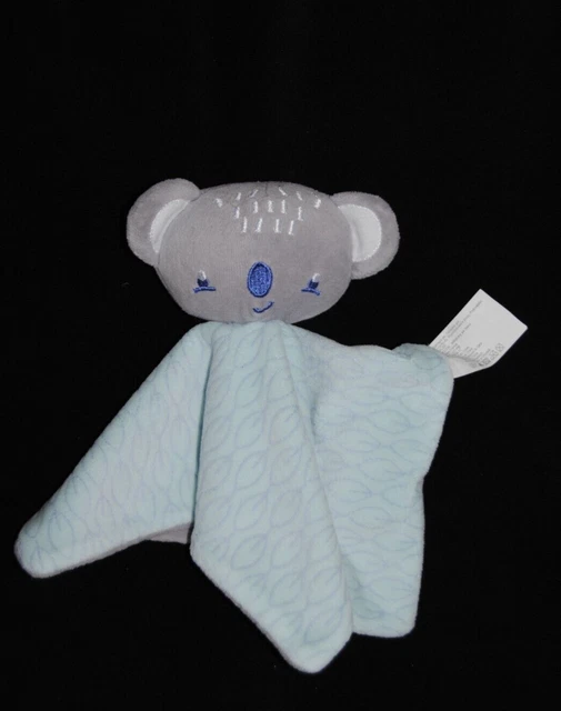 Doudou plat ours koala bleu SIPLEC LECLERC panda gris blanc feuille Etat Neuf
