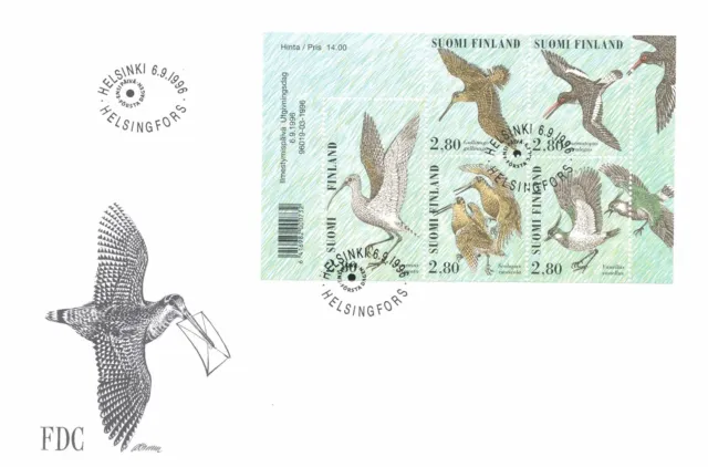 Finland 1996 FDC with a Stamp Sheet - Waders - Shore Birds - Fauna