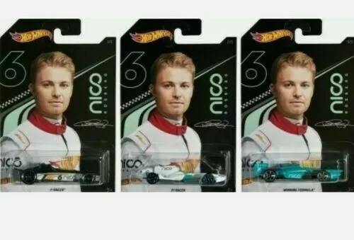 Hot Wheels Nico Rosberg Set Of 3 - F1 Racer, Winning Formula & F-Racer 1:64