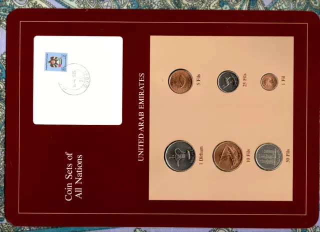 Coin Sets of All Nations UAE United Arab Emirates UNC 1975-1984 1 Fil 1975