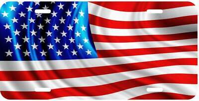 USA American Flag Patriotic America Aluminum Car License Plate Tag (LP95)