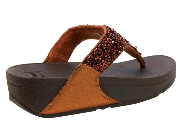 FitFlop Lulu Shimmer Foil Toe-Post Sandal-Bronze-Size US 10-EU 42-NEW In BOX 3