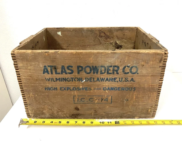 Atlas Powder Co  Wilmington DE Wood Crate High Explosives EMPTY