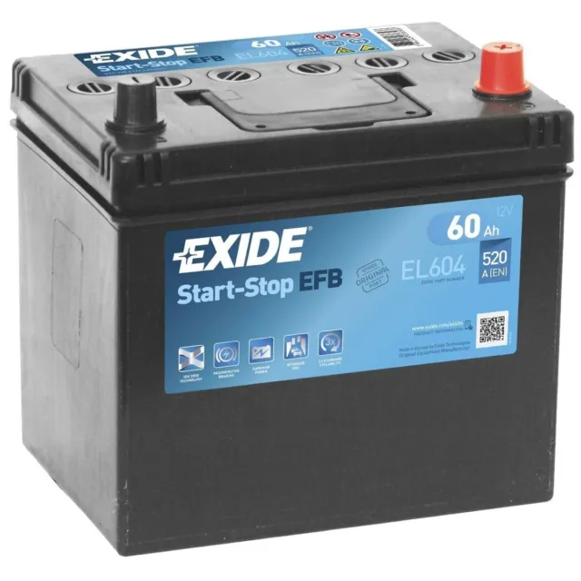 EXIDE EL604 005L EFB Stop / Start Car Battery 12V 60AH 520CCA