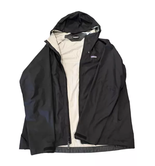 Patagonia Torrentshell Full Zip Hooded Rain Jacket Nylon H2No Black Men's L READ