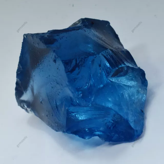 Lab-Created Sapphire Blue Uncut Rough 100.00 Ct CERTIFIED Gemstone Huge Size