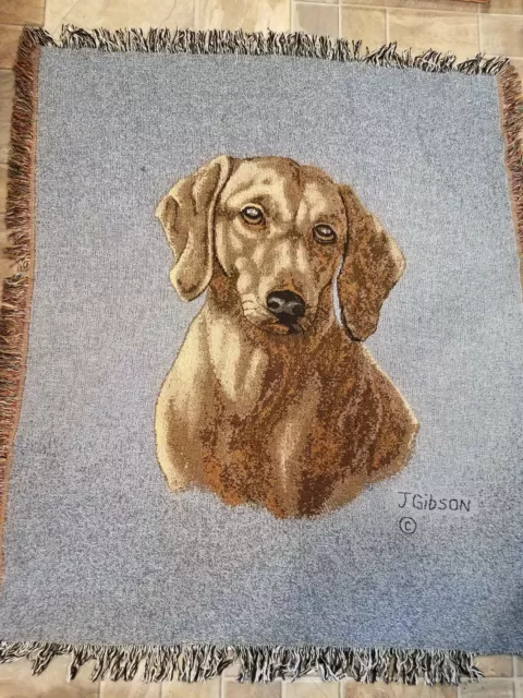 Dachshund  by Judy Gibson Woven Throw 50"x60  Tapestry Blanket. Made in USA 