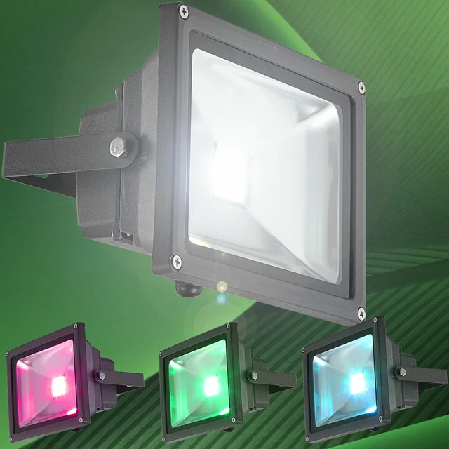 Luminaires de Jardin Projecteur Chantier Extérieur Lampe RGB Changeur Pivotant