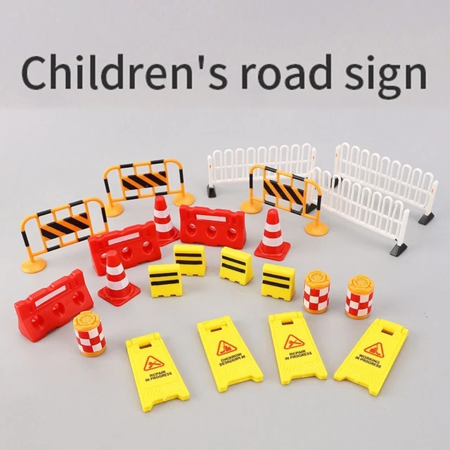 Teaching Road Signs Street Scene Model Mini Traffic Cones Road Block Fences
