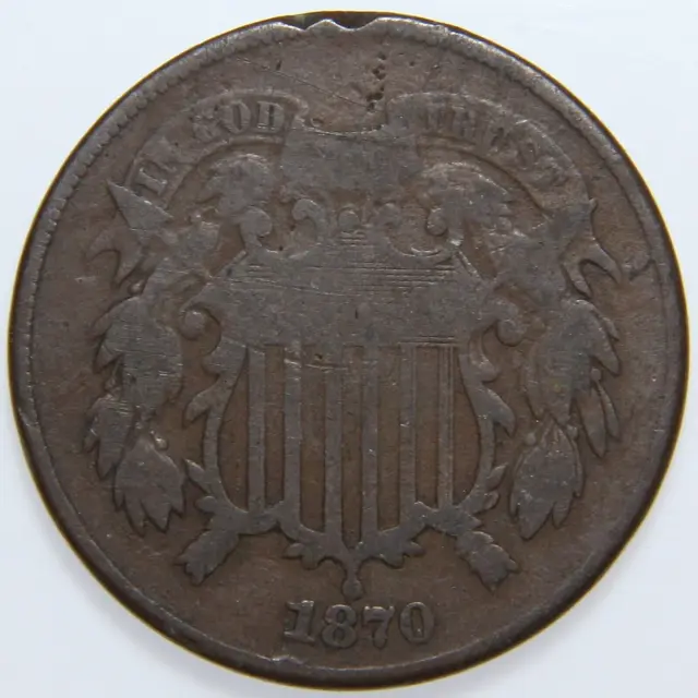 1870 US Two Cent Piece 2c, Better Date, -K2884-