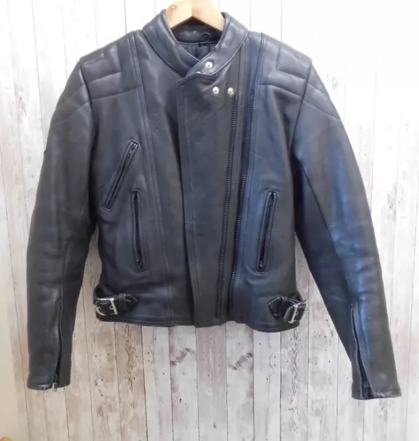 ASHMAN LADIES BLACK Leather Motorcycle Jacket UK Size 12 CG L28