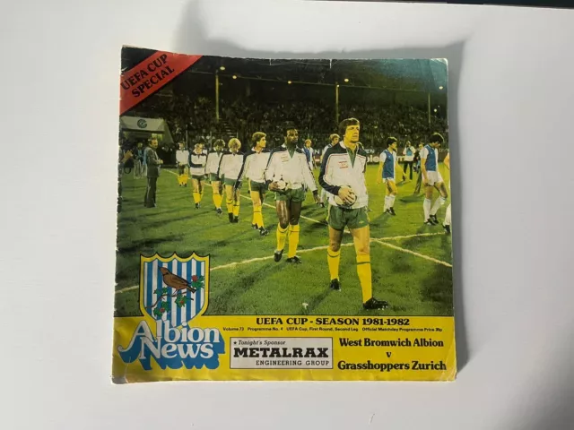 RARE WEST BROMWICH ALBION v GRASSHOPPERS ZURICH FOOTBALL PROGRAMME