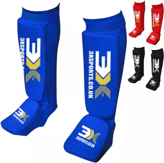 3X Sports Shin guard instep MMA Leg Foot Protector Muay Thai KickBoxing Shin Pad