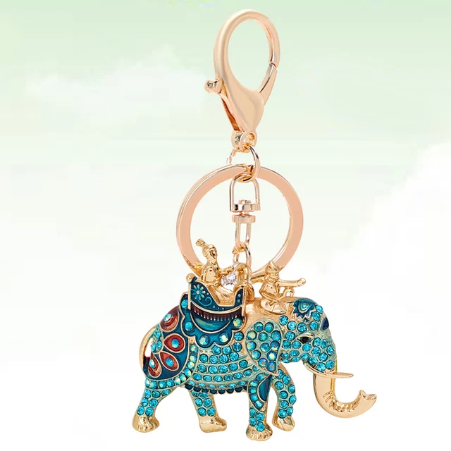 Elephant Key Charm Rhinestone Elephant Keychain Keychains Car Keys Accessories 3